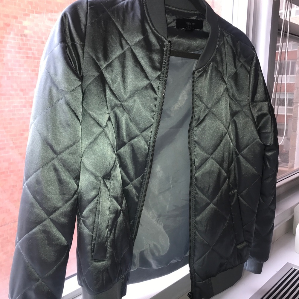 Shiny light blue bomber jacket